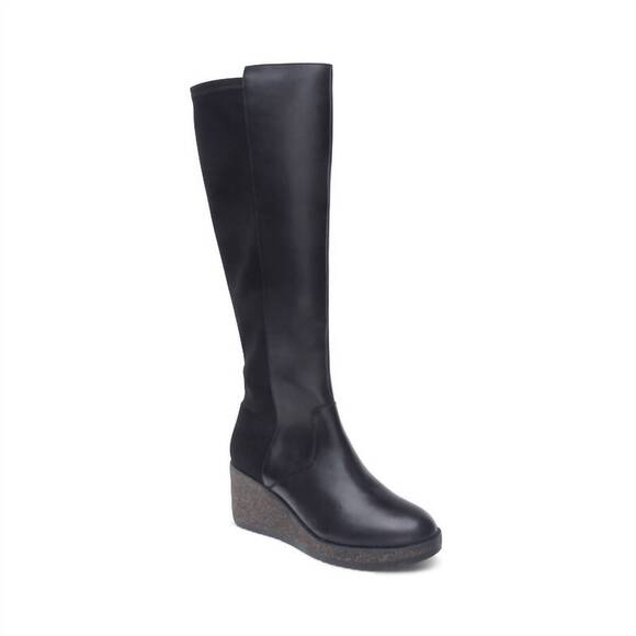 NEW AETREX women's rose wedge boot in black